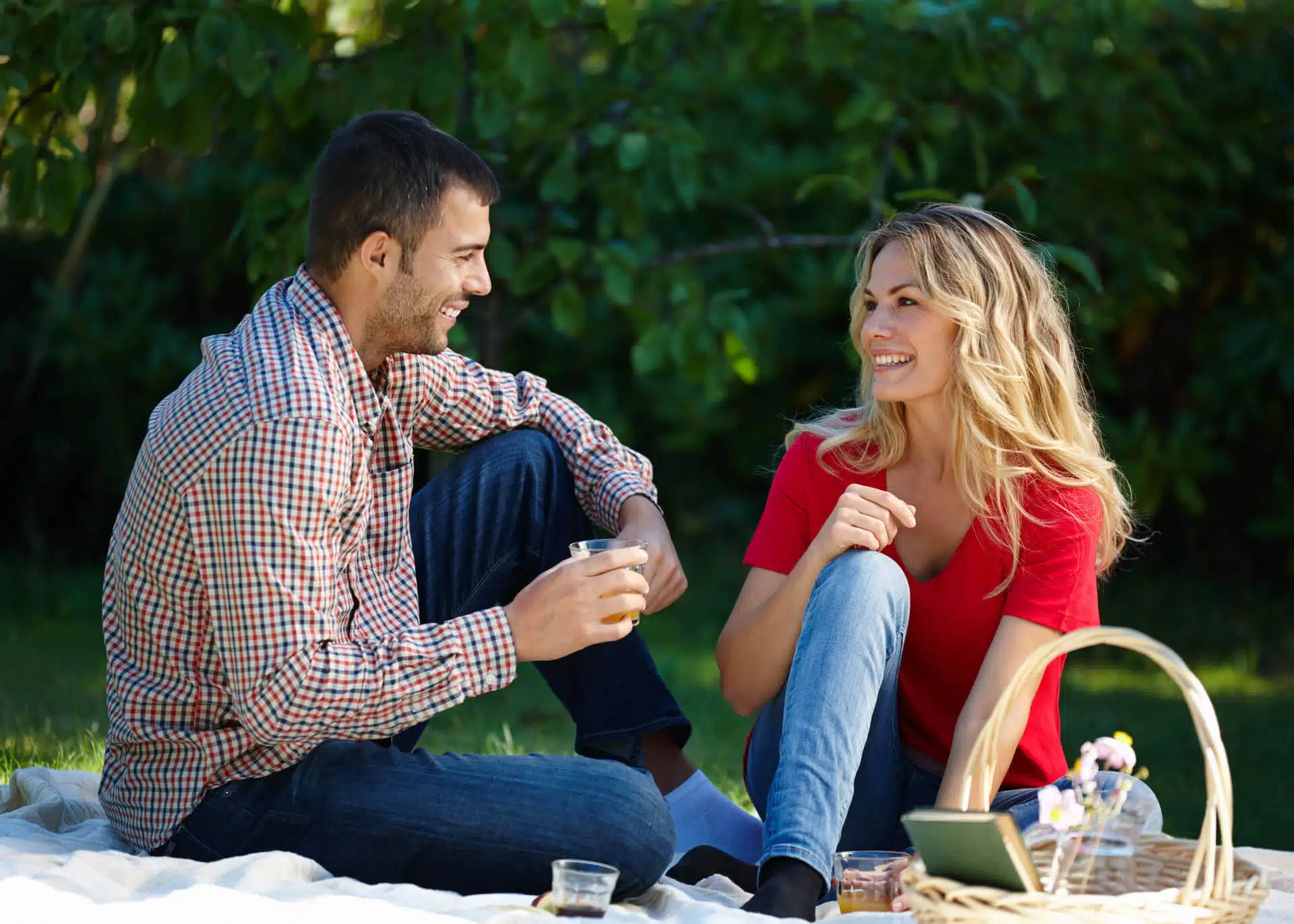 couple having picnic in a park