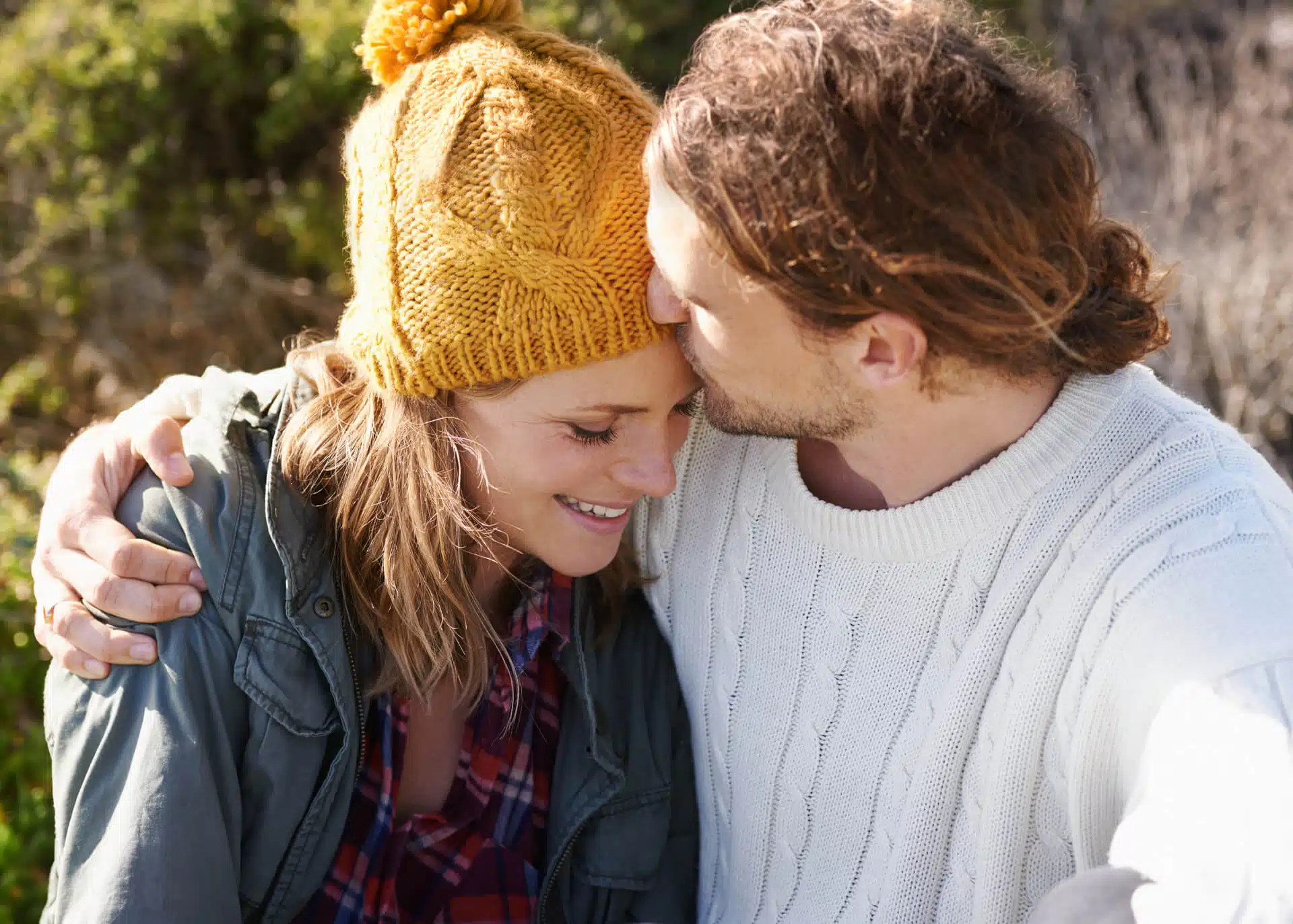 affectionate couple spending time together outdoors
